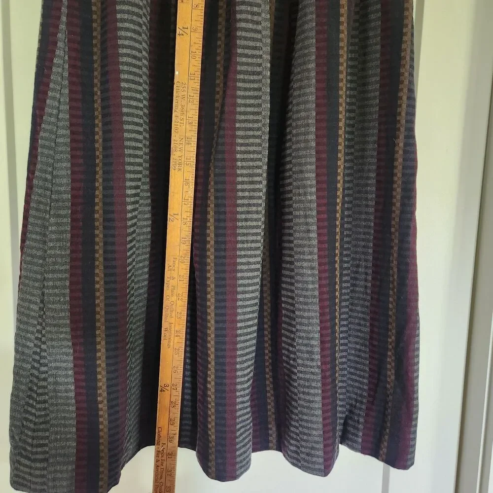 Vintage Evan Picone Pleated Midi Skirt Wool Blend Striped Women’s 10 - Picture 7 of 8